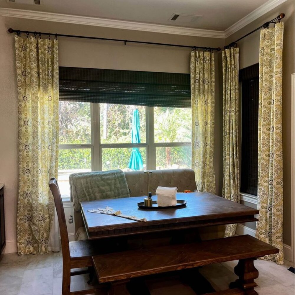 4  World Market 100% Cotton 48W x 108L Fully Lined Curtains + 4 Tie Backs